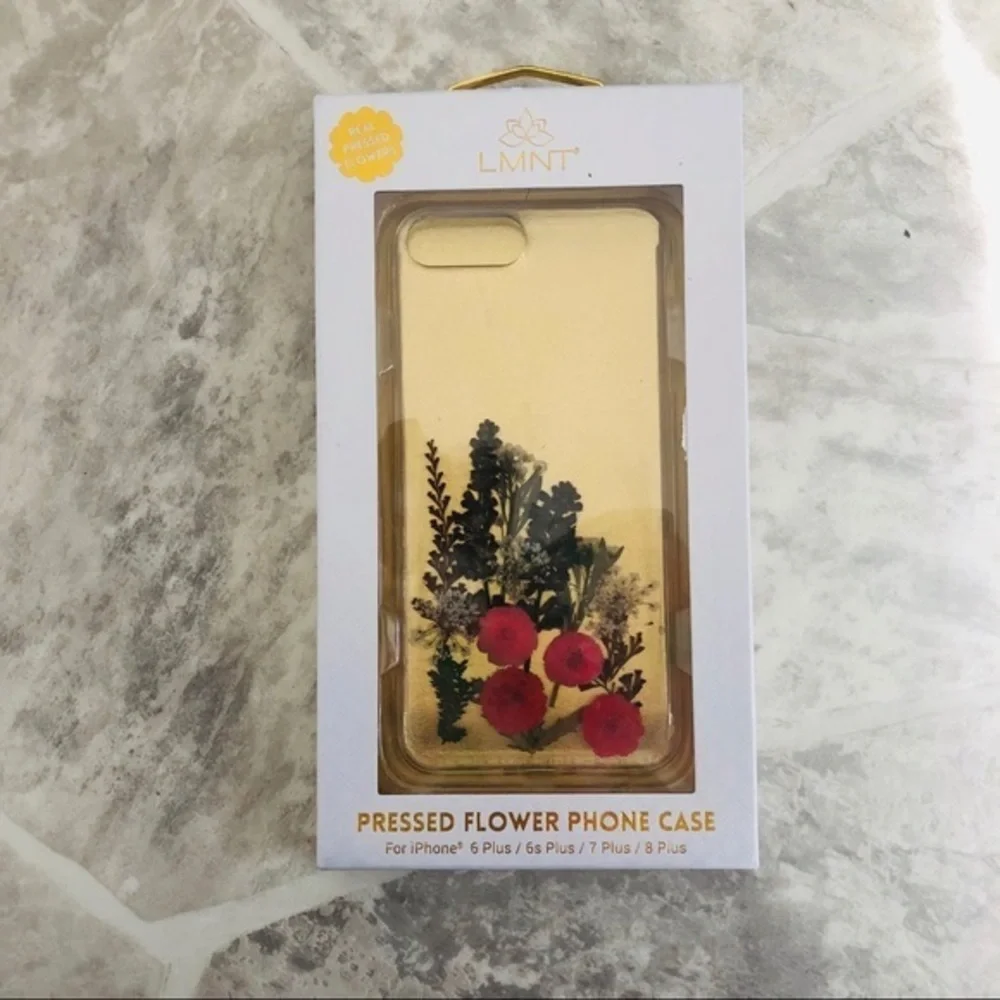 NWT LMNT pressed real flowers protective iPhone case 6 & 6s 7 & 8 plus